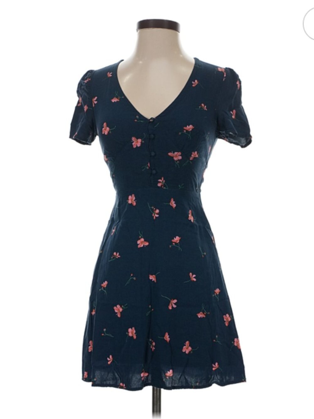 Petite Principle Size XXS Casual Summer Mini dress in navy floral print